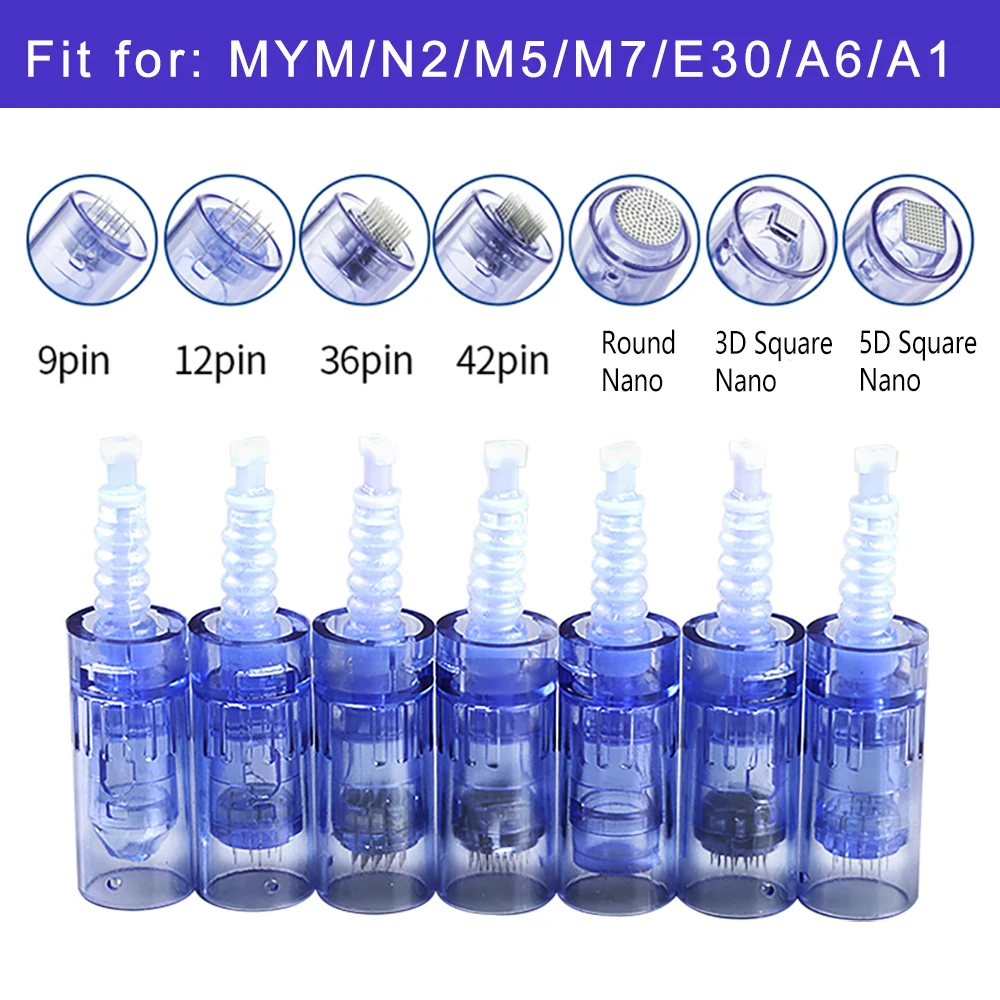 10/20 Stück Bajonett-Mikronadelkartusche 9-polig/12-polig/36-polig/42-polig/Nano 3D 5D Derma Microneedles Stift Ersatzkopf