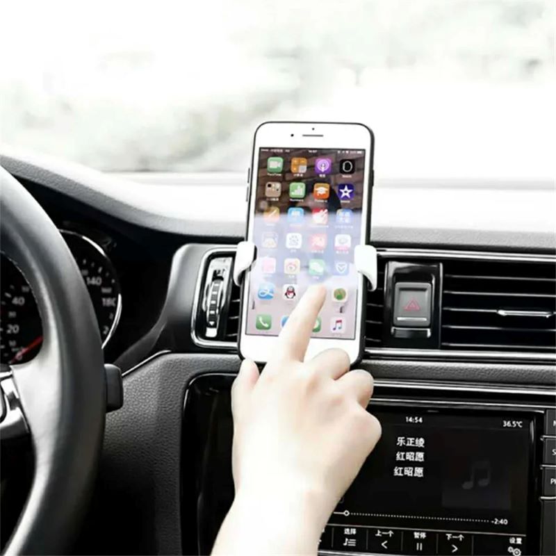 1 PC Universal Gravity Car Air Outlet Clip-On Leather Texture Mobile Phone Holder