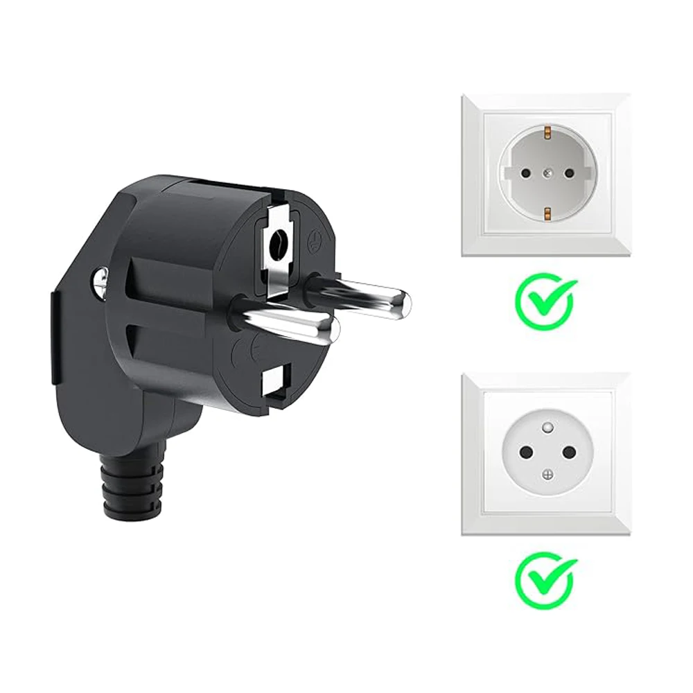 EU Plug Adapter 16A Male Replacement Outlets Rewireable Schuko Electeic Socket Euro Connector For Power Extension Cable