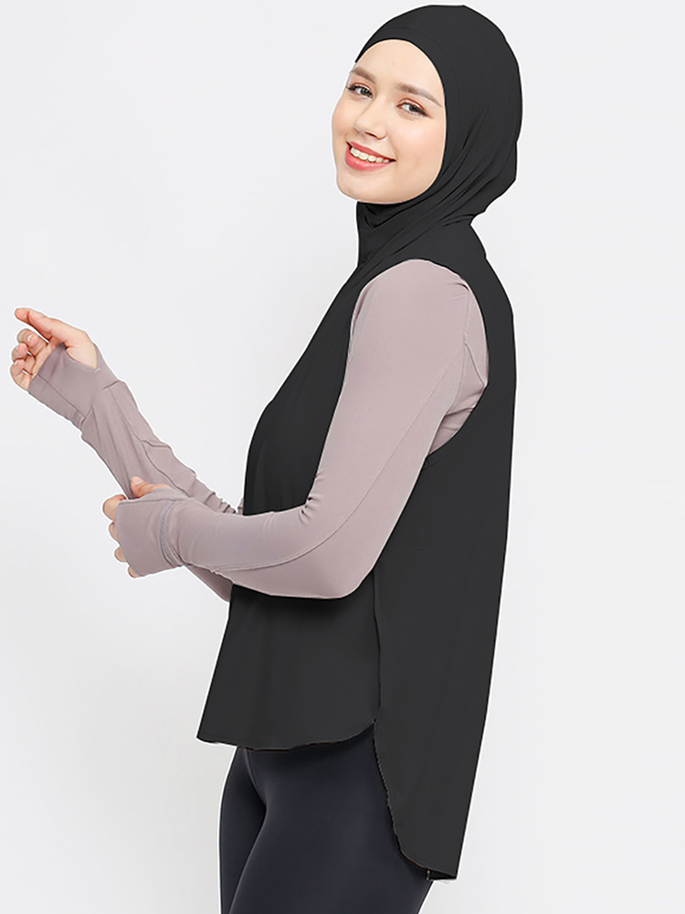 Solid Vest Design Inner Hijab Women Sport Muslim Instant Turban For Ladies Headband