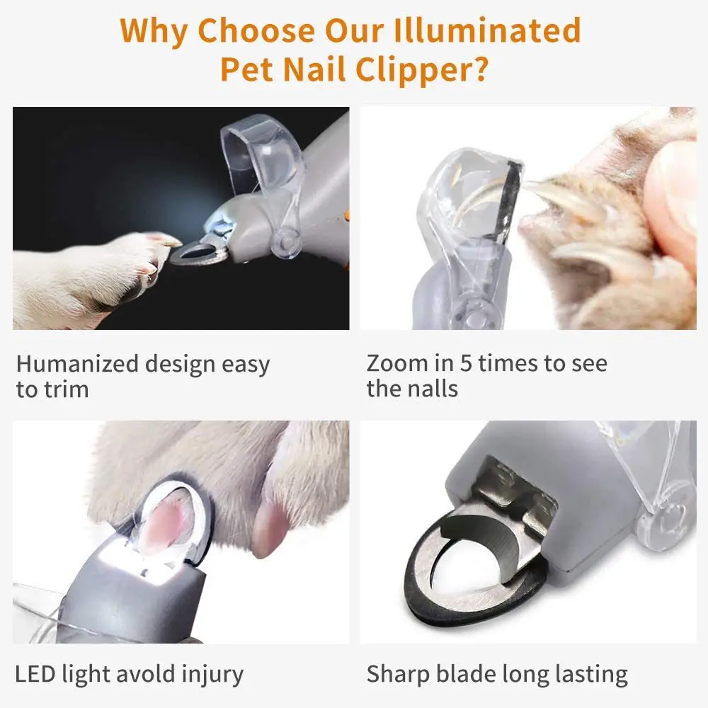 1 stuks verlichte LED-nagelknipper voor honden en katten - veilig en nauwkeurig trimmen - comfortabele grip voor verzorging