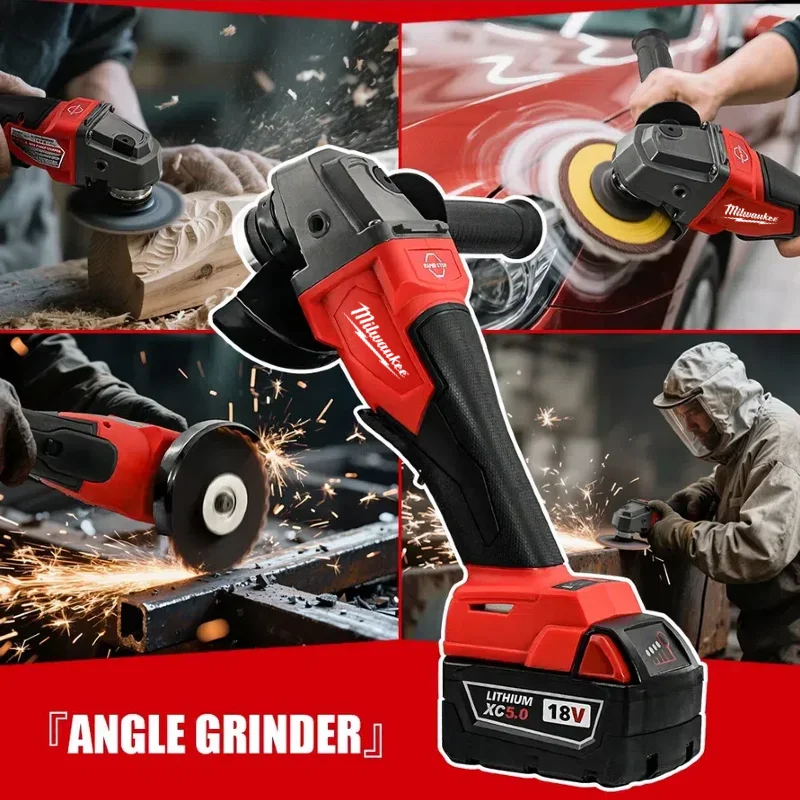 Milwaukee Brushless Angle Grinder 125mm Cutting Polishing Grinding Machine Variable Speed Power Tools For Milwaukee 18V Battery
