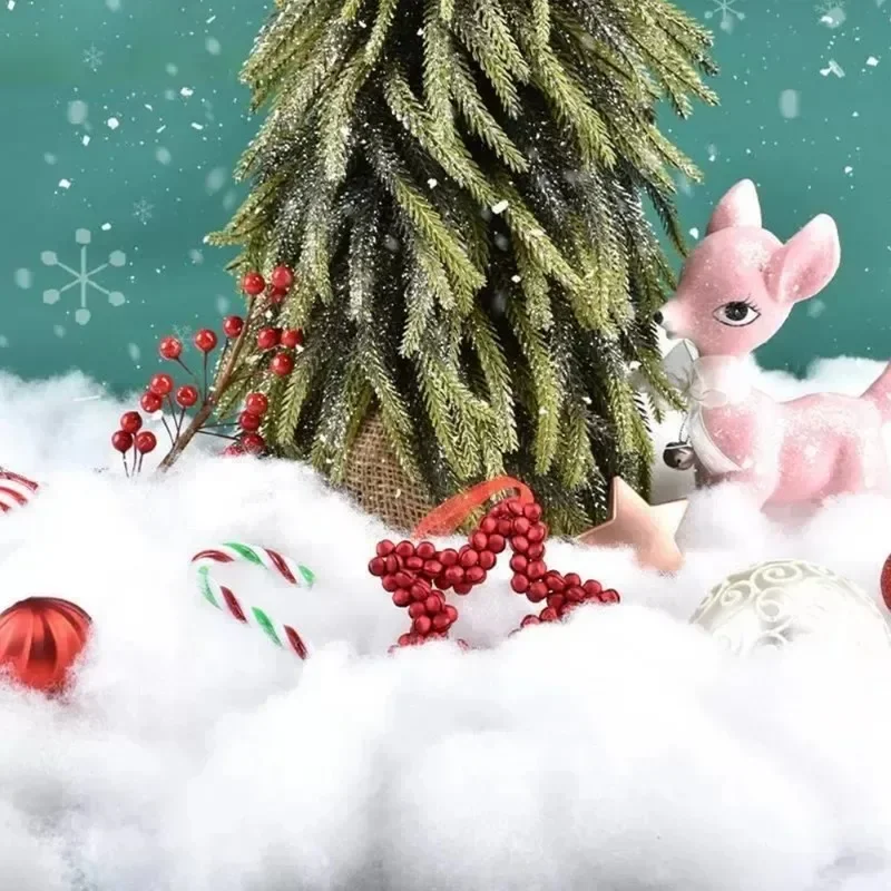 Navidad nieve falsa algodón como nieve blanca Artificial relleno de fibra esponjosa cubierta de nieve para decoración de árbol de Navidad de invierno