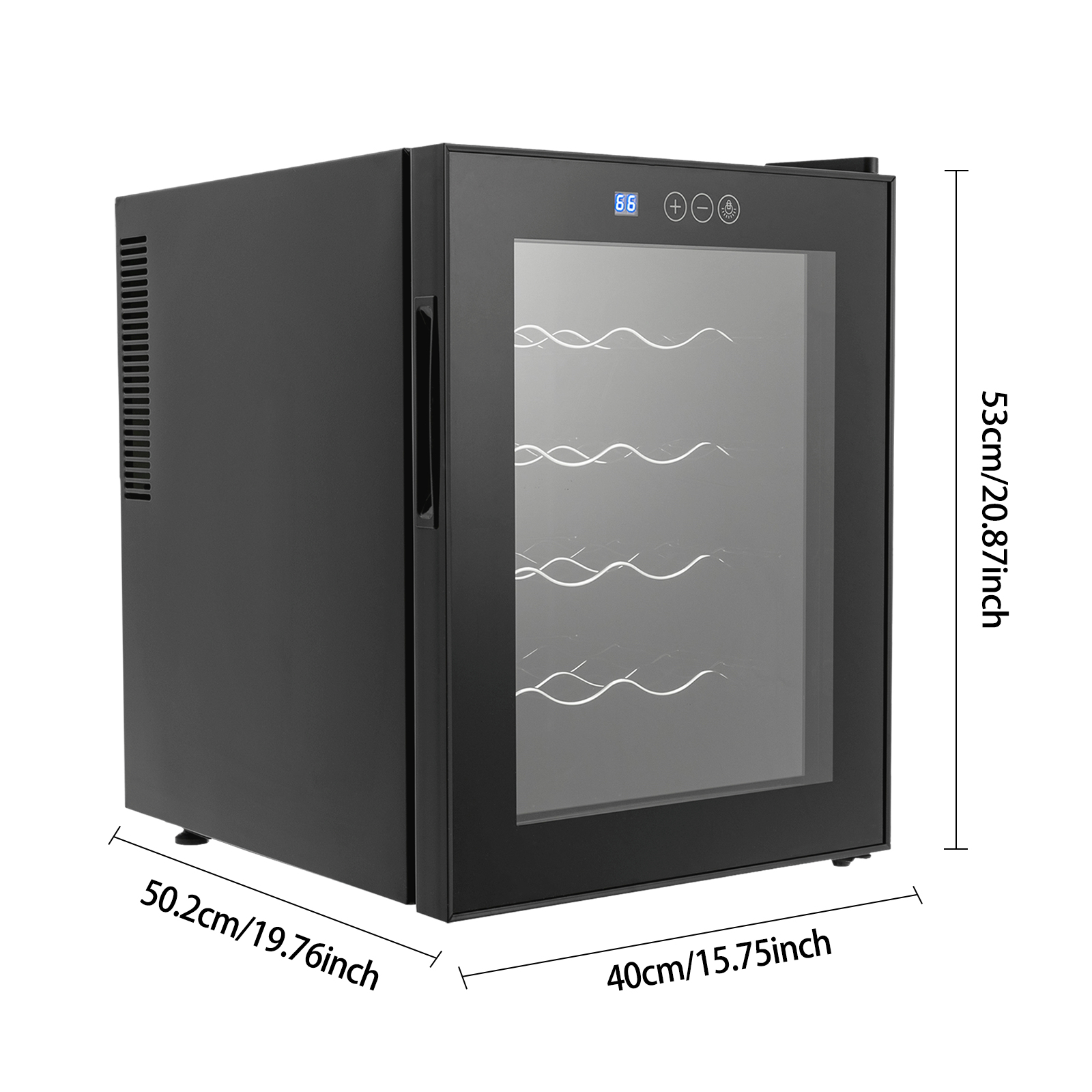 Elektrischer Weinkühler mit 20 Flaschen, 48 l, Mini-Kühlschrank mit gehärteter Glastür, 55 W, Getränkekühlschrank, 50,2 x 40 x 53 cm