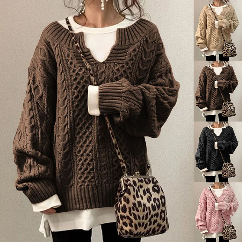 Frauen Pullover Stricken Pullover Warme Lange Hülse Halb Offenen Kragen Tops Gestrickte Pullover Retro Büro Dame Jumper Herbst Winter