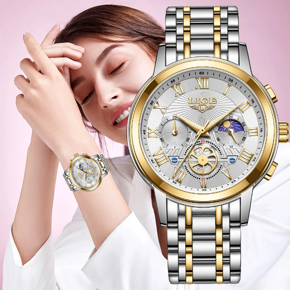 LIGE New Creative Steel Women's Bracelet Wrist Watches Ladies Top Luxury Women Watch Fashion Waterproof Female Relogio Feminino