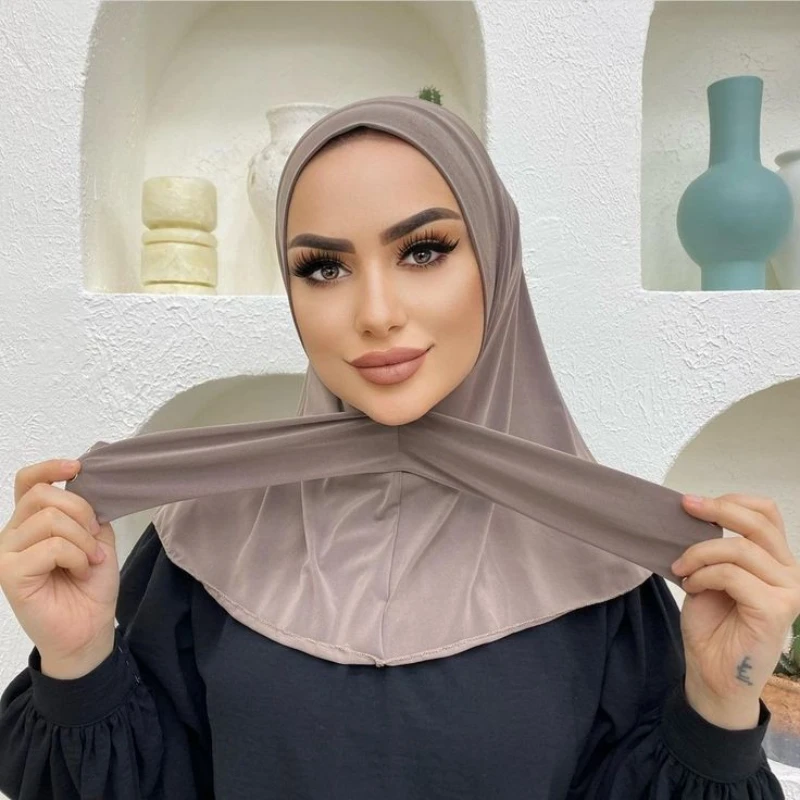 Nova camisa instantânea hijab undercap hijabs para mulher muçulmana hijab boné capa completa snap prendedor cabeça envolve cachecol islam turbante