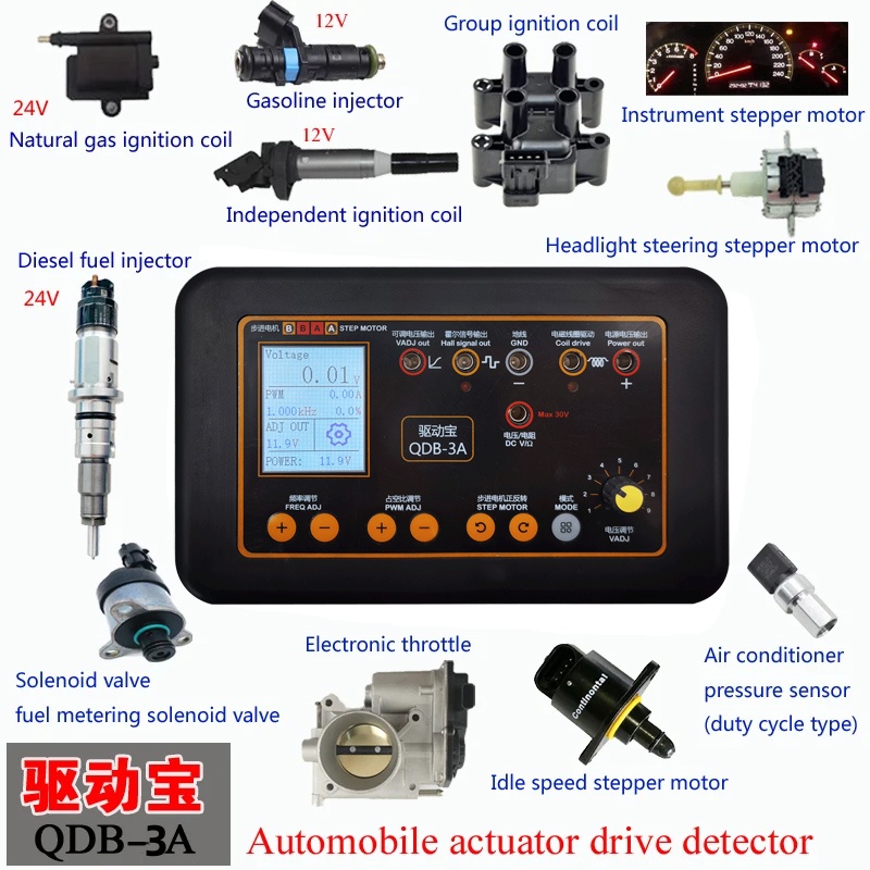 ใหม่! รถยนต์คอยล์จุดระเบิดทดสอบหัวฉีดโซลินอยด์วาล์วไม่ได้ใช้งาน Stepper Motor เครื่องมือเครื่องทดสอบเครื่องตรวจจับความผิดพลาดไดรฟ์จําลอง