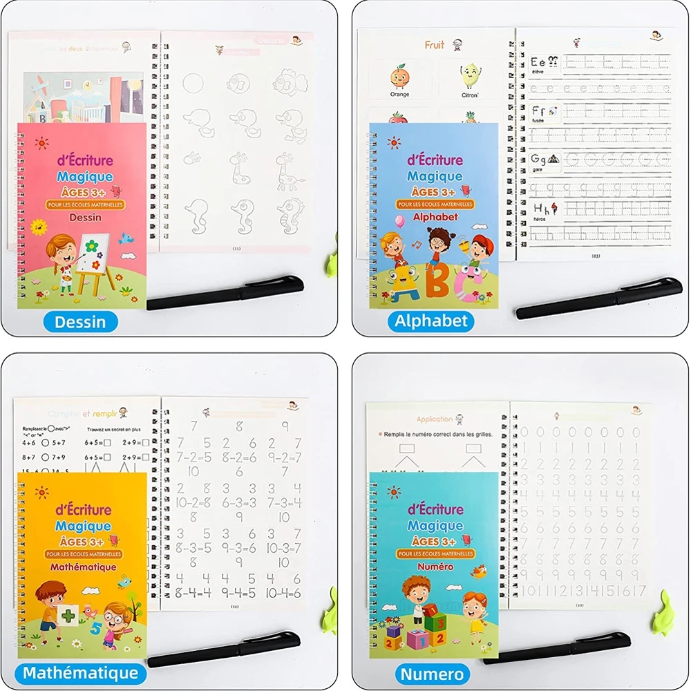 Livraison gratuite SANK cahiers stylo livre de copie magique essuyage gratuit enfants écriture autocollant pratique cahier pour la calligraphie