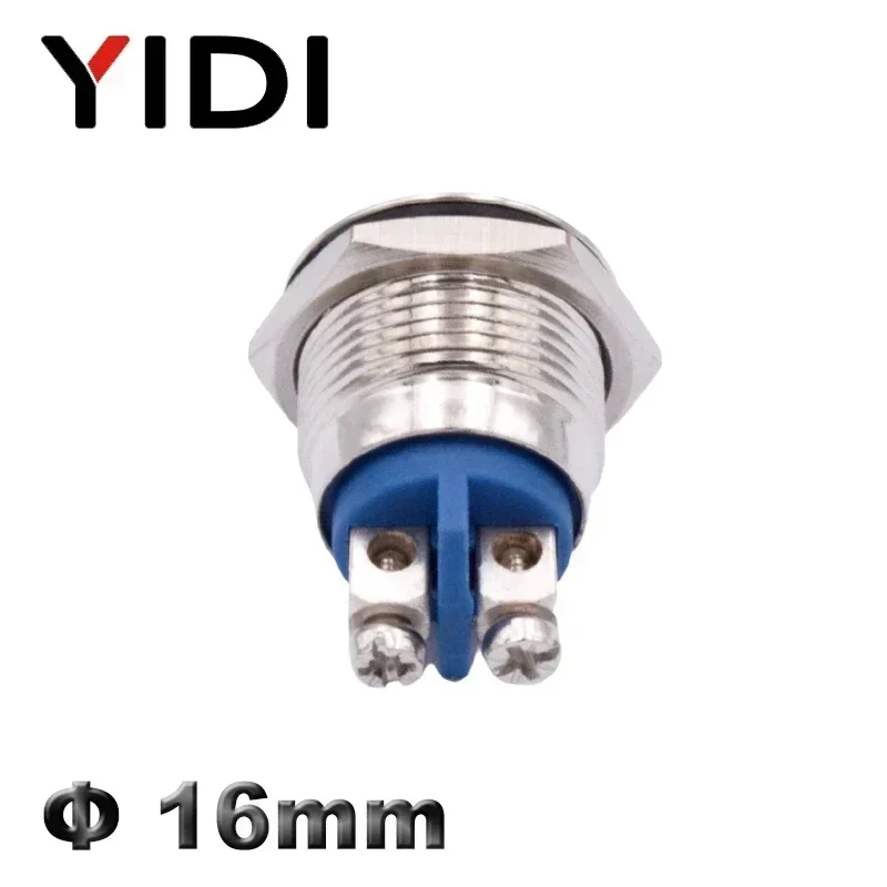 16mm防水クロムメタルインジケータライト、12V 24V 220V赤、緑、青、白アンバーパイロットランプ信号灯ネジ端子