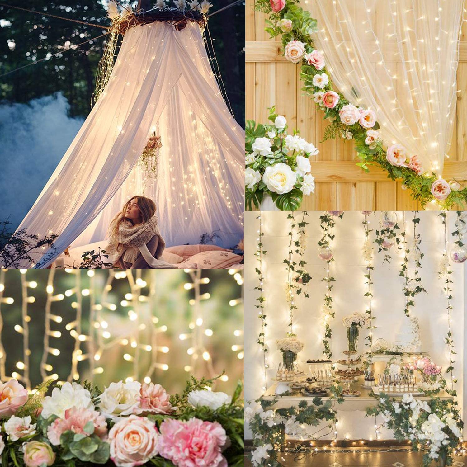 Kurtyna świetlna Feston LED Sopel lodu String Light Możliwość podłączenia Ozdoby sylwestrowe Girlanda 3x1 / 3x2 / 3x3 / 6x3m Dekoracje świąteczne do domu 2024 Na Boże Narodzenie / Dom / Ślub / Impreza / Dom / Wystrój p