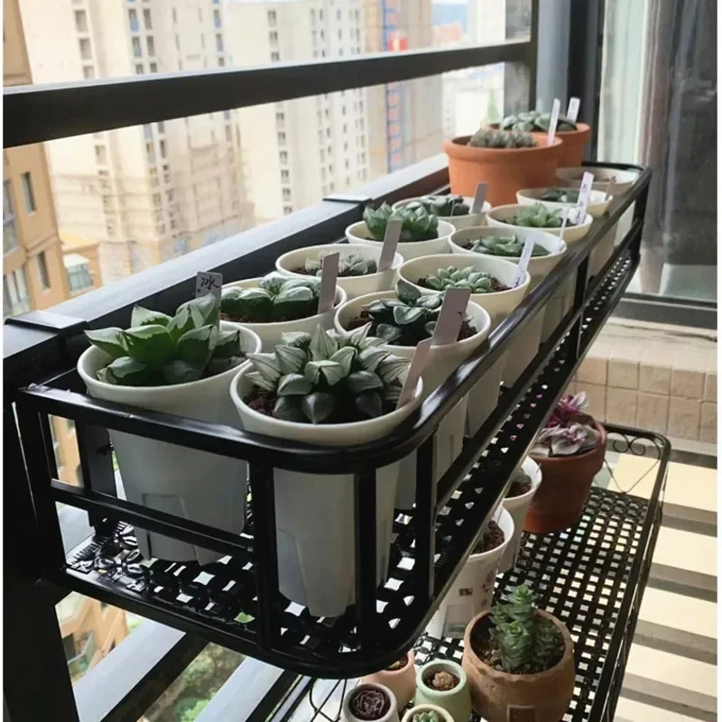 Support de fleurs de Style européen, organisateur de Rail de balcon d'art en fer extensible, support de Pot suspendu décoratif élégant, espace vert urbain