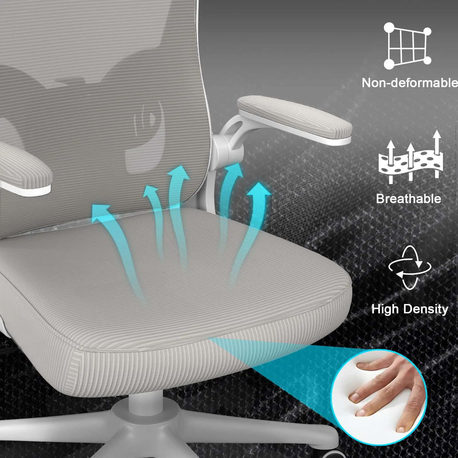 Ergonomischer Bürostuhl mit Lordosenstütze, Chefsessel mit hoher Rückenlehne, drehbarer Schreibtischstuhl, Computer-Arbeitsstuhl, Mesh-Gaming-Stuhl