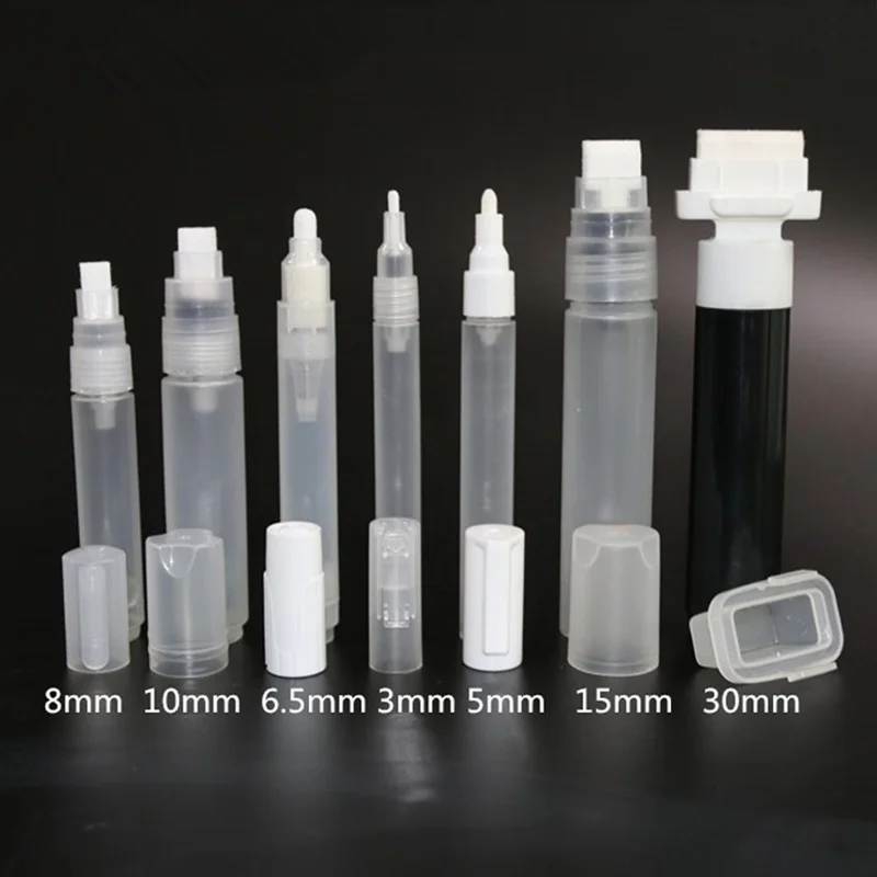 Sáng Tạo Nhựa Trống Bút Cần 3Mm 5Mm 6.5Mm 8Mm 10Mm Nòng Ống Cho Graffiti Bút chất Lỏng Phấn Đánh Dấu Bút Sơn Phụ Kiện