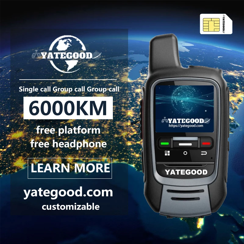YATEGOOD G300 GPS 5000KM walkie talkie de largo alcance global ptt 4G poc radio100km