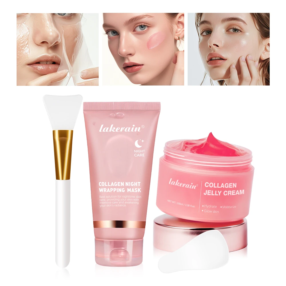 Creme de gelatina de colágeno hidrolisado máscara facial noturna embrulho máscara peel-off hidratante endurecimento hidratante cuidados com a pele