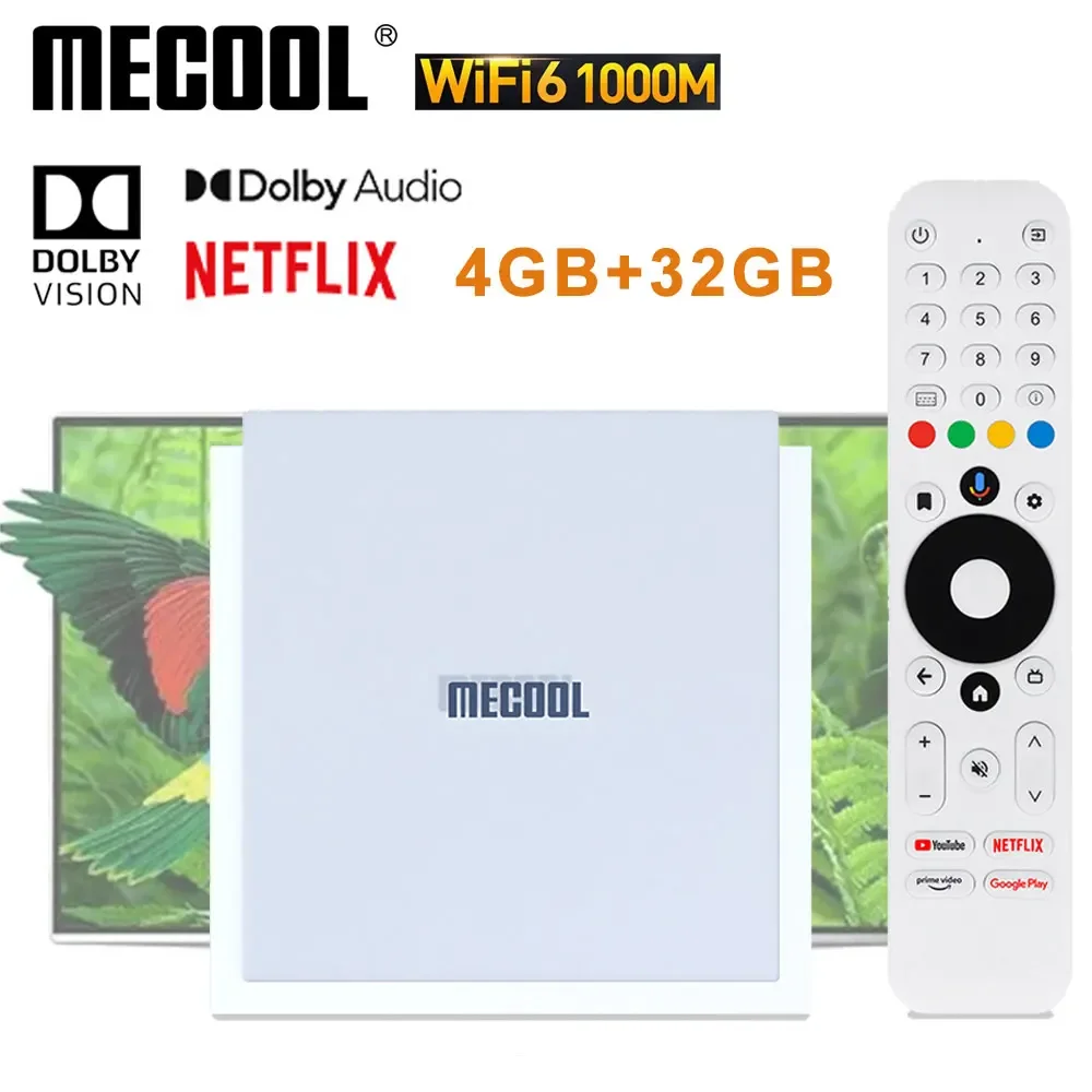 MECOOL KM2 PLUS DELUXE 32GB Netflix 4K Android TV BOX Google TV Dolby Vision 4GB DDR4 1000M LAN WIFI 6 IP TV Stream TVBOX