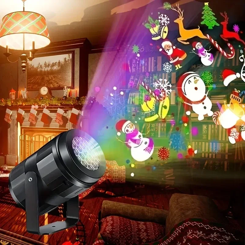 Projektor świąteczny LED, oświetlenie sceniczne na imprezy, dekoracja świąteczna do wnętrz, oświetlenie tworzące świąteczną atmosferę, na dziedziniec, do wnętrz na festiwale.
