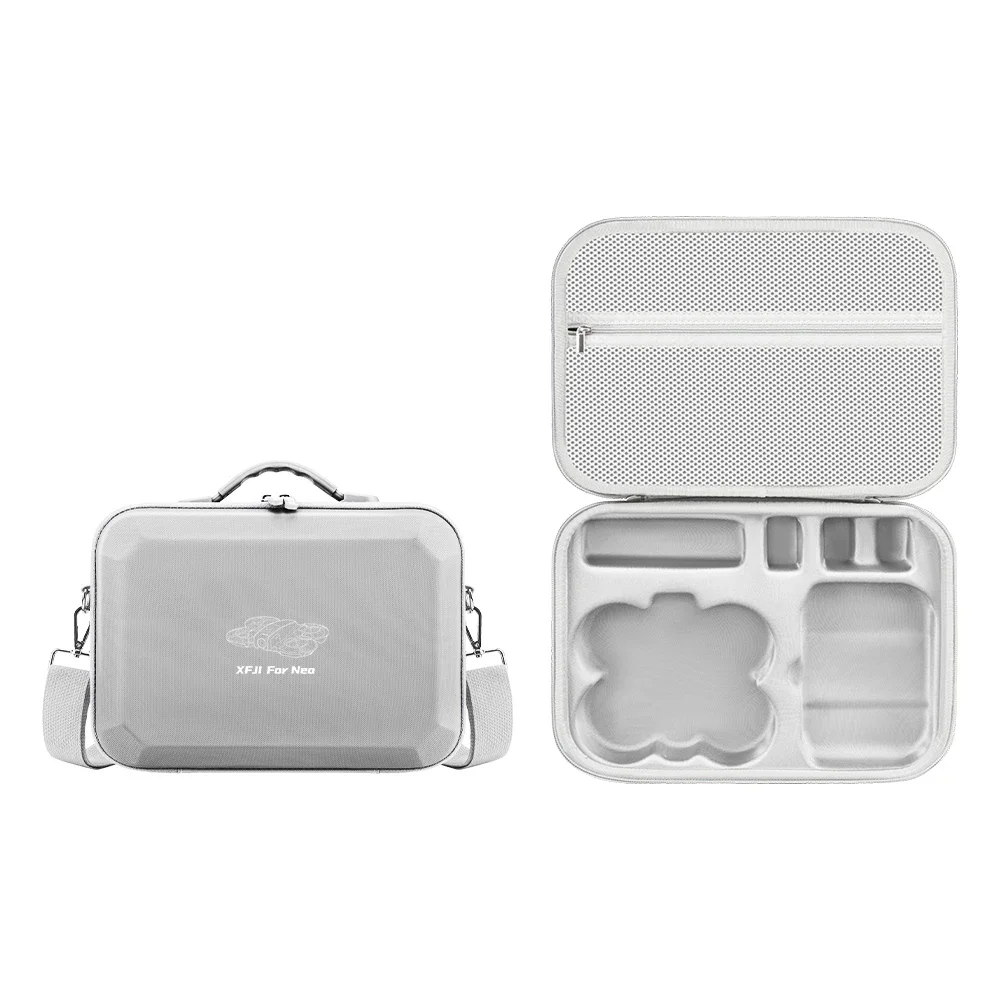 XFJI Storage Bag Protective Carrying Case PU Leather Drop-resistant Hard Shell Handbag for DJI NEO Drones Controller Accessories