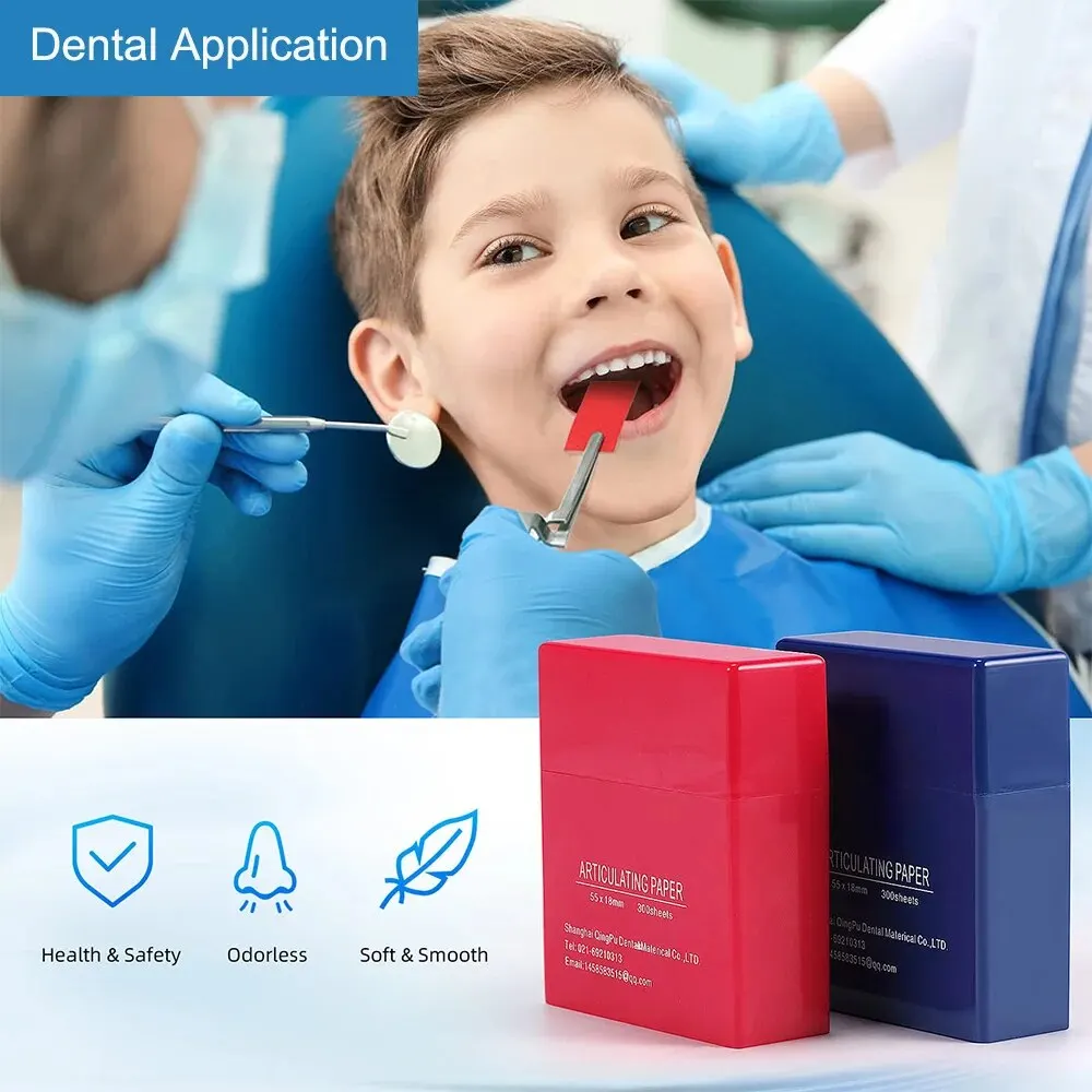 Papel articulado dental dentista azul vermelho dupla face tiras de mordida denspay oral dentista clareamento dos dentes ferramentas de materiais dentários
