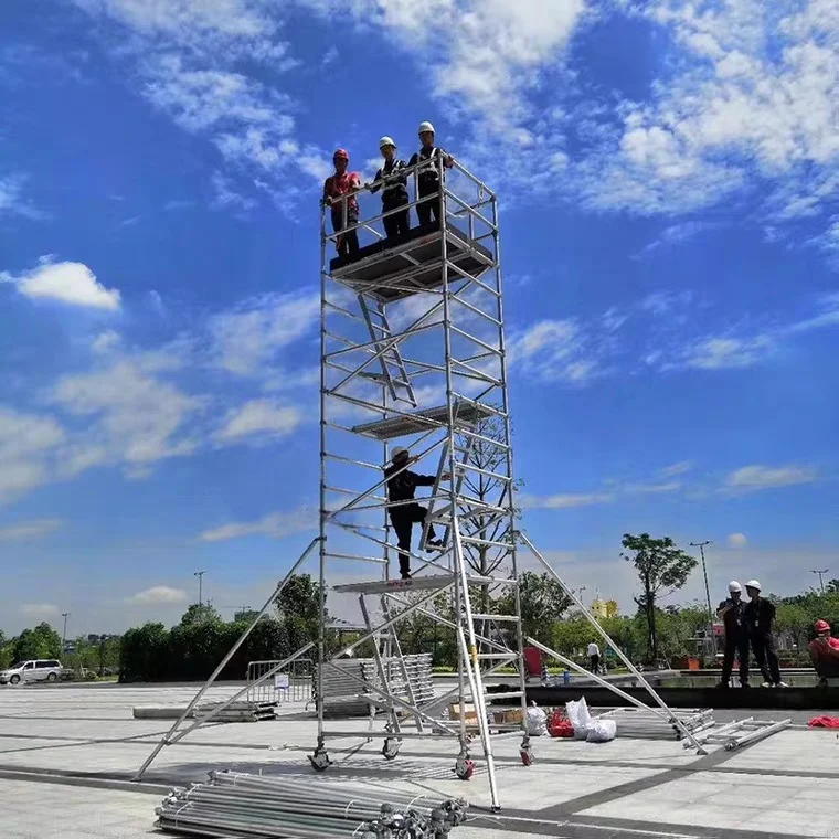 Top Rated Certification Double Width Aluminum Tower Portable Work Platform Scaffolding Platform