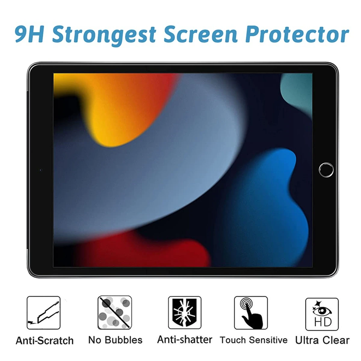 For iPad 9th 8th 7th Gen Screen Protector 10.2 inch 2021 2020 2019 Anti-scratch Anti-fingerprint Bubblefree Tempered Glass Flim