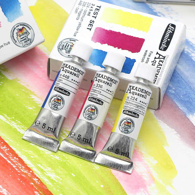 Schmincke акварельные краски 5 мл, набор трех основных цветов для колледжа, трубчатая иллюстрация, акварельные краски, принадлежности для рисования