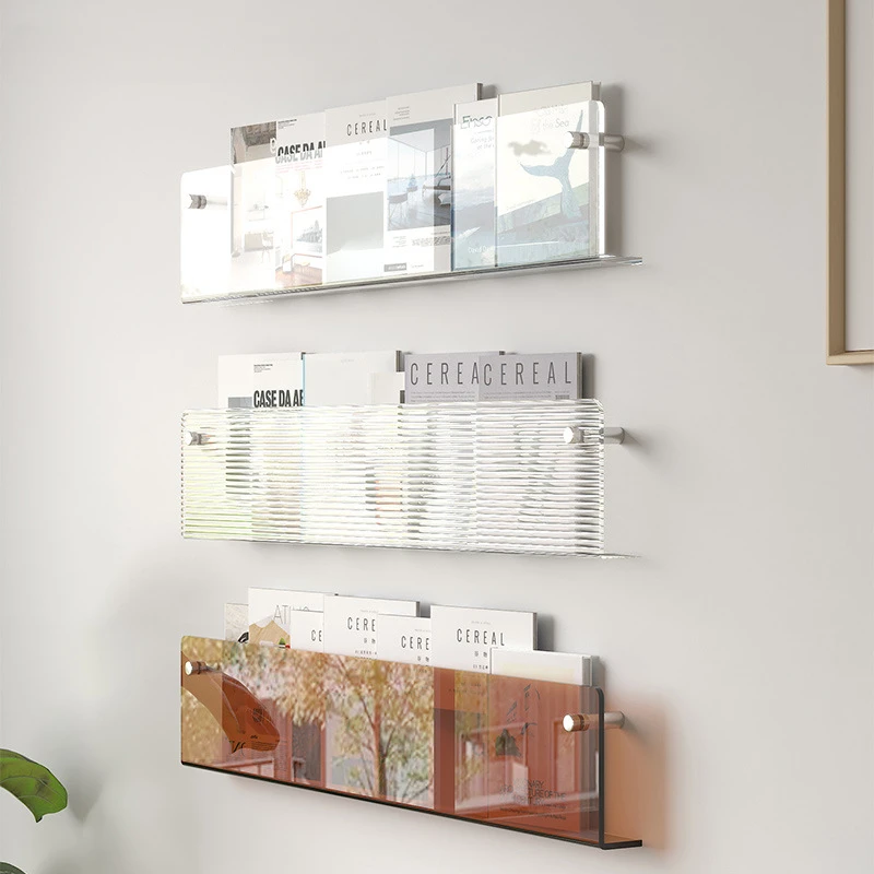 壁に取り付けられた透明なアクリルの壁の棚,研究マガジンの表示ラック,幼稚園の収納棚,ノートブックとチューブ用,60cm