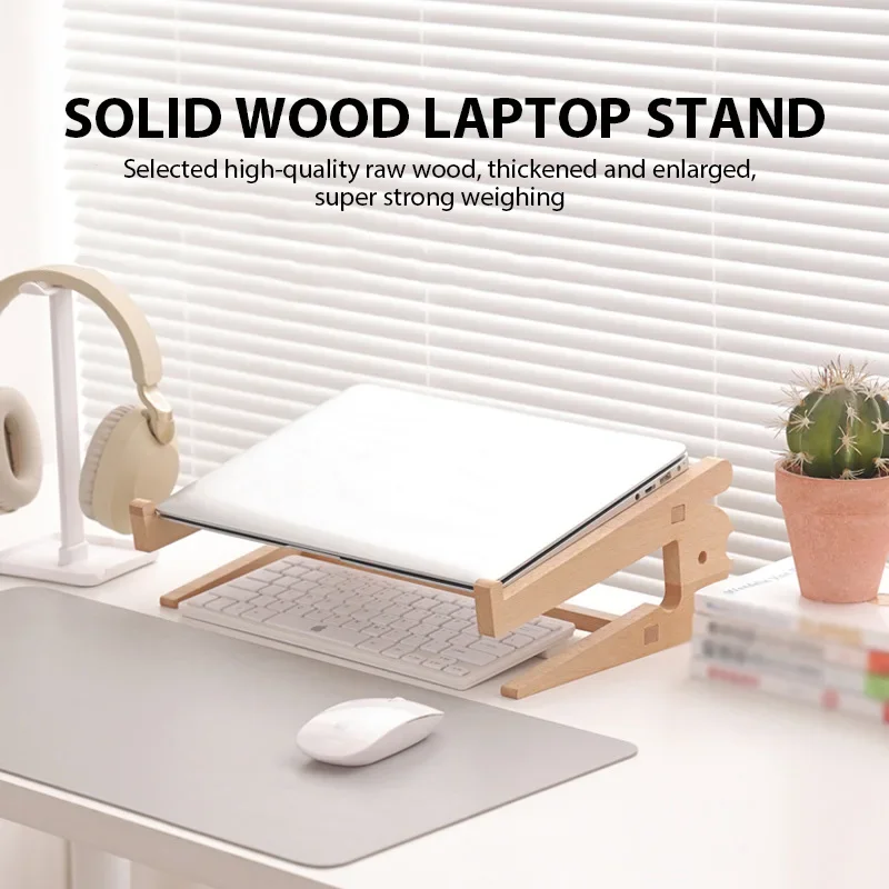 Suporte de madeira para laptop, para macbook pro, base removível, suporte para computador de 12-17 polegadas, mesa de computador, laptop, tablet