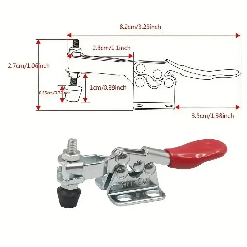 4 Uds abrazadera rápida Horizontal abrazadera de sujeción portabrocas GH-201 máquina de grabado para carpintería compresor 27KG abrazadera de palanca Vertical