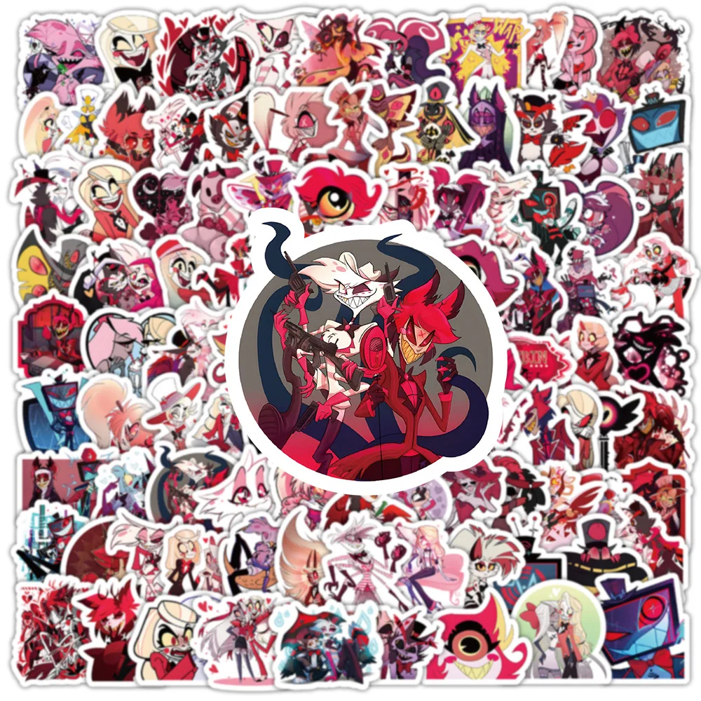100pcs New Japanese Manga Hazbin Hotel Decorative Computer Luggage Skateboard Notebook Sticker