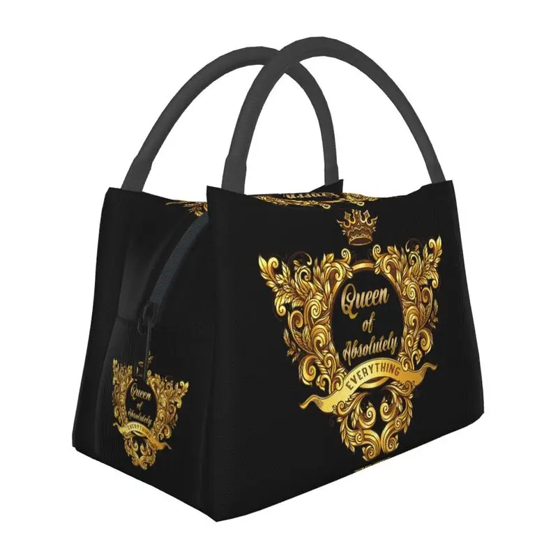 Queen Of Absolutely All-bolsas de almuerzo con aislamiento barroco dorado para la escuela, oficina, refrigerador a prueba de fugas, caja térmica Bento para mujer