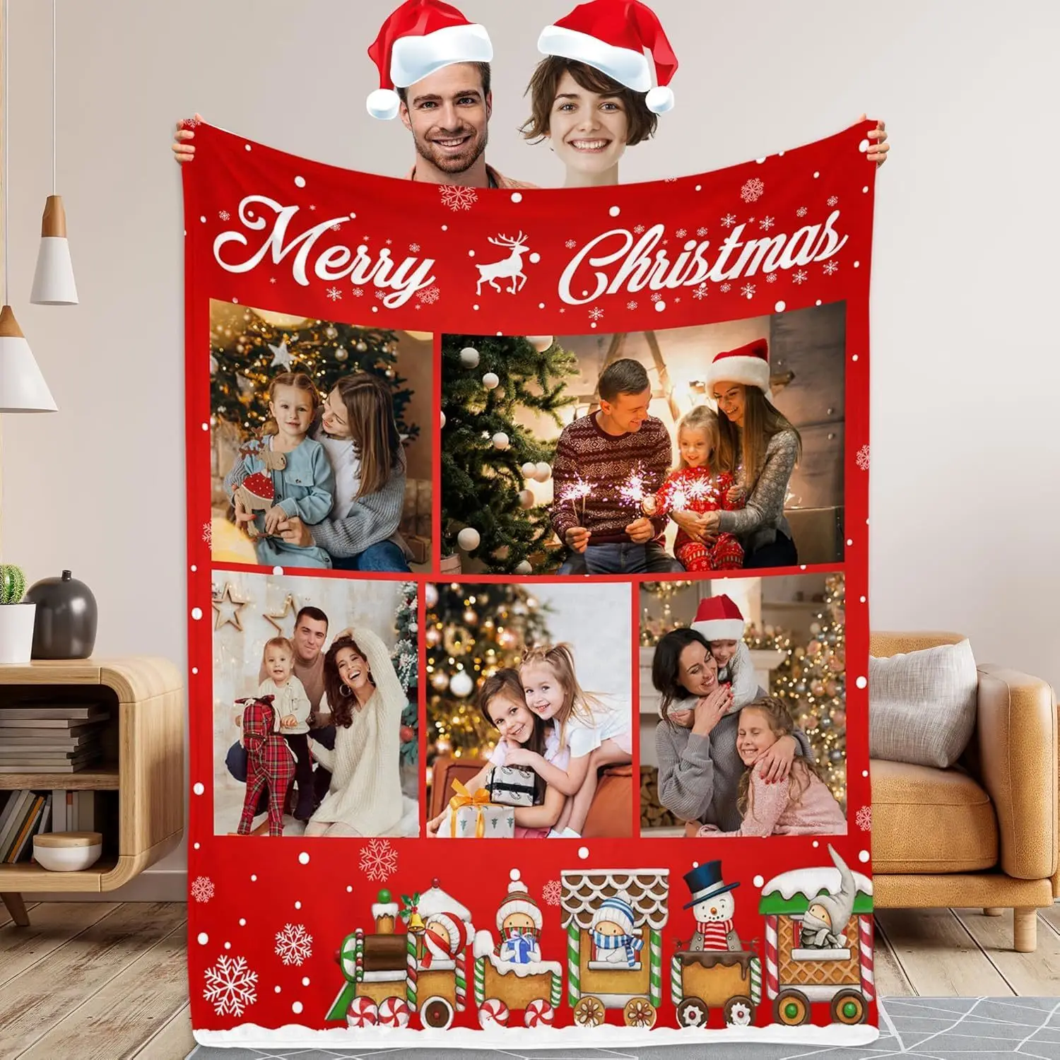Manta personalizada con foto Feliz Navidad Collage Fotos Fotos manta personalizada para familia mamá papá niños esposa amada