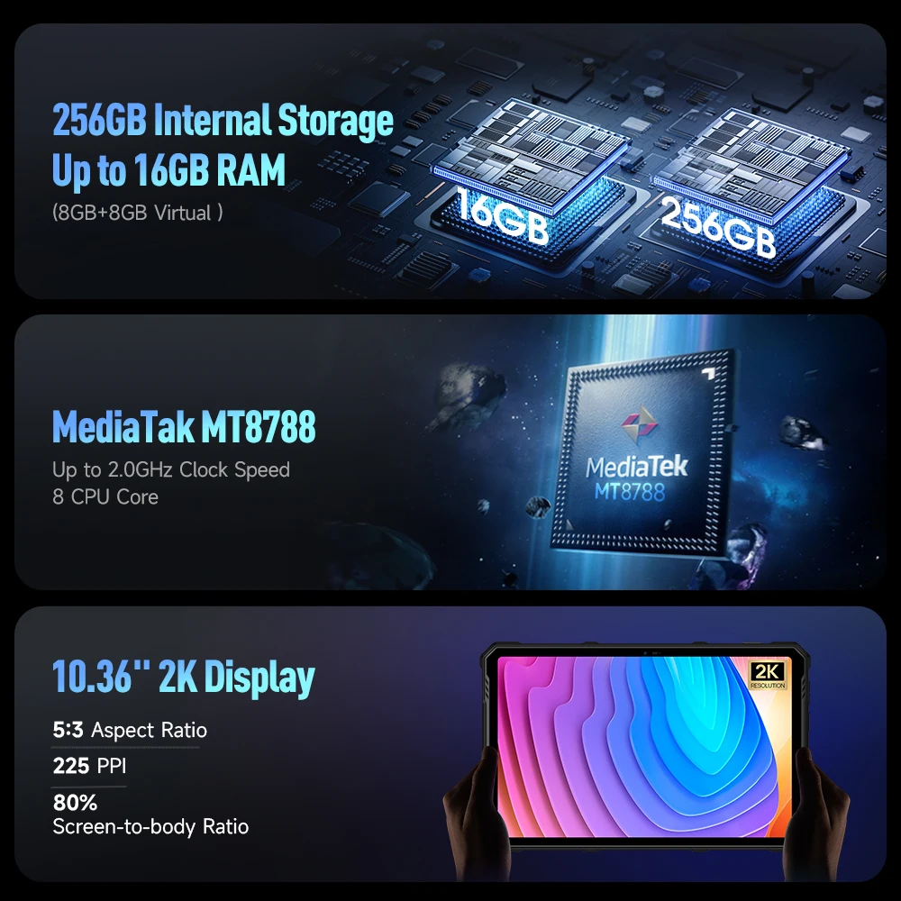 (Neu) ulefone Rüstungs pad 3 pro robustes Tablet 33280 mah media tek mt8788 16GB RAM(8 8) 256GB ROM 50MP 10.36 "2k Android