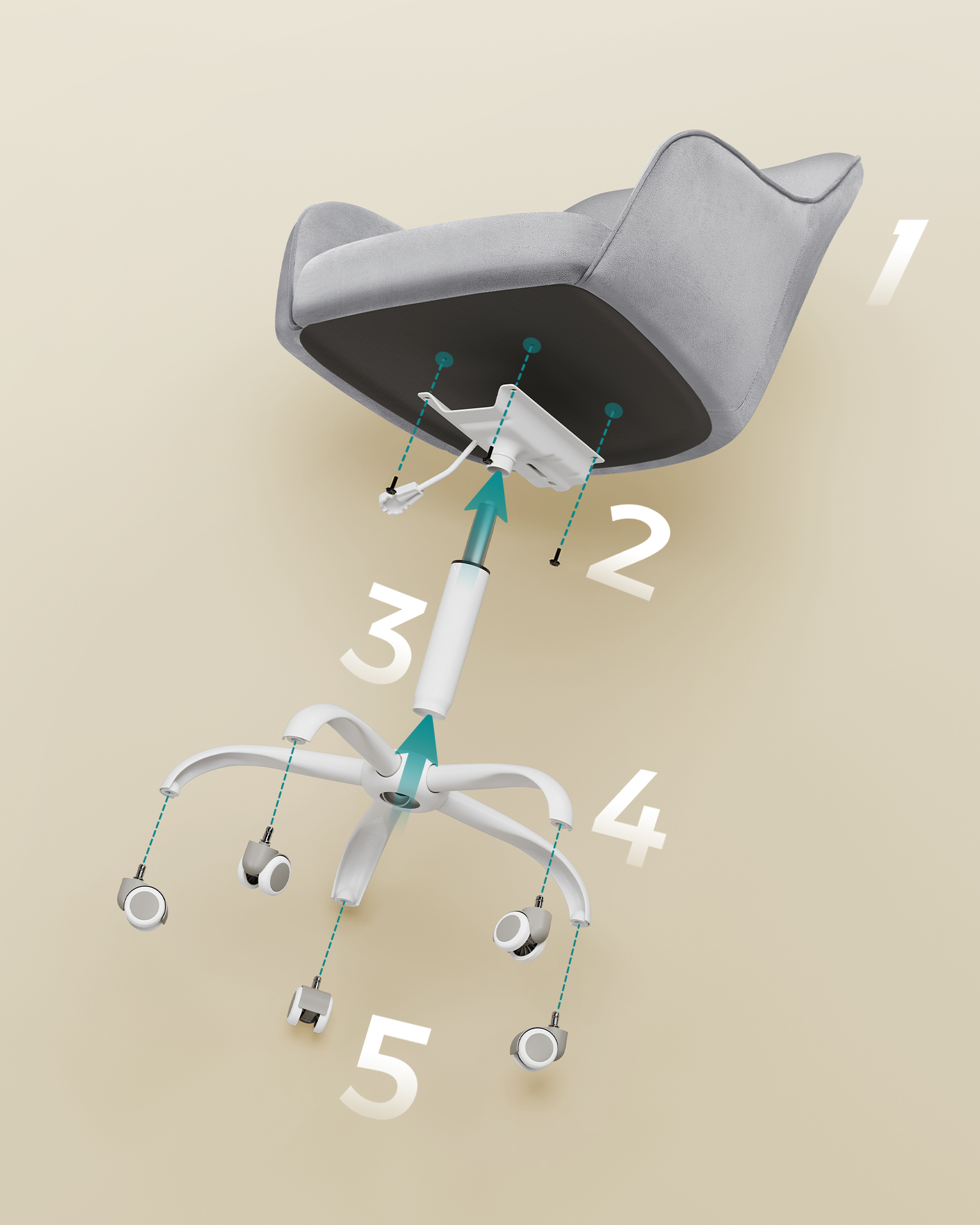 SONGMICS Bürostuhl (1 St), höhenverstellbar, atmungsaktiv, Samt