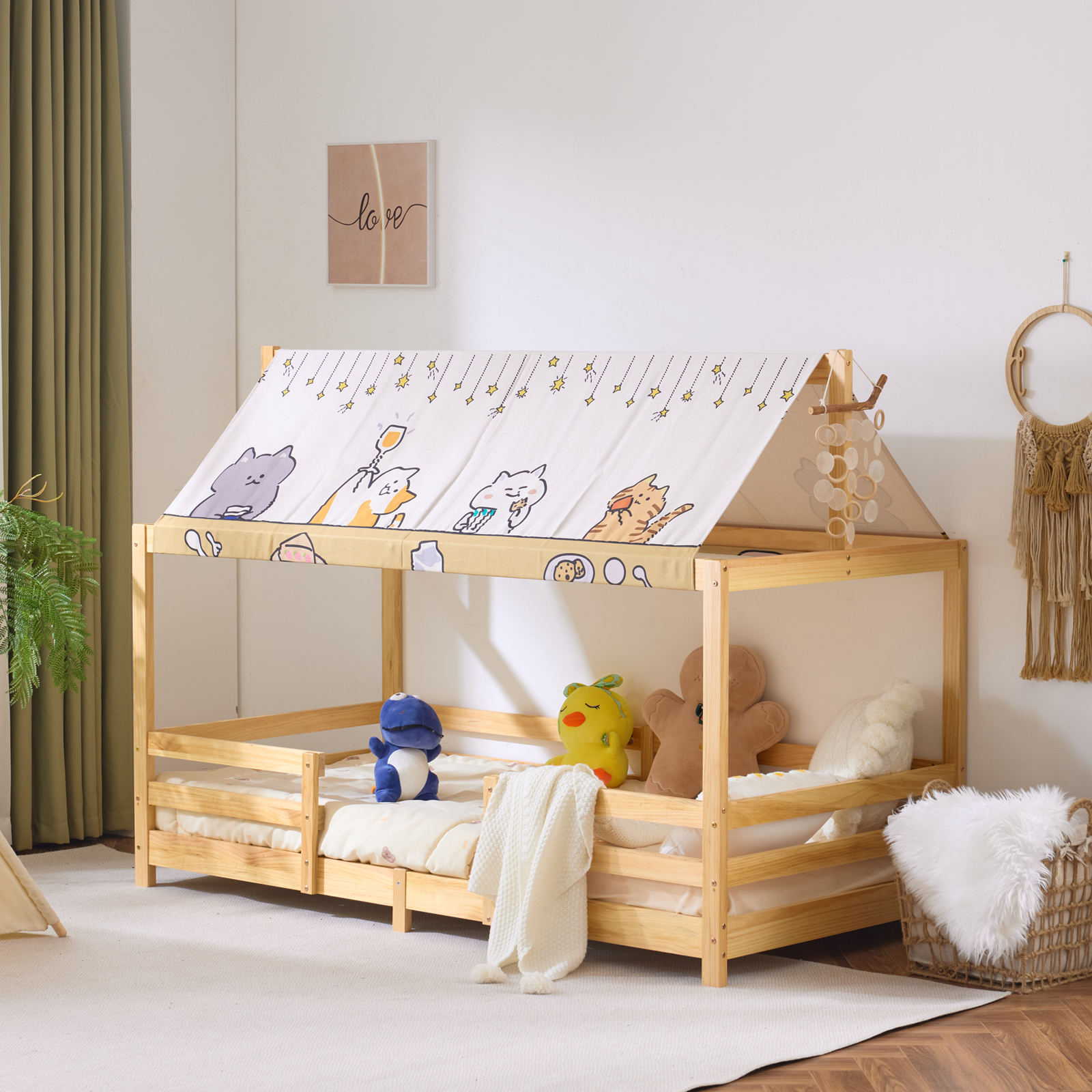Kinder bett Mädchen Prinzessin weißes Haus Bett voll Massivholz versenkbares Eis am Stiel Bett