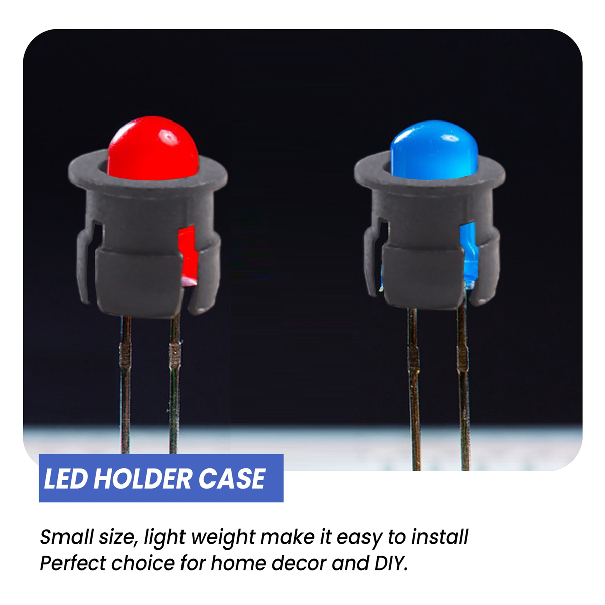 Plástico preto LED Clip Holder, Display Panel Mount Casos, 5mm, 100 peças