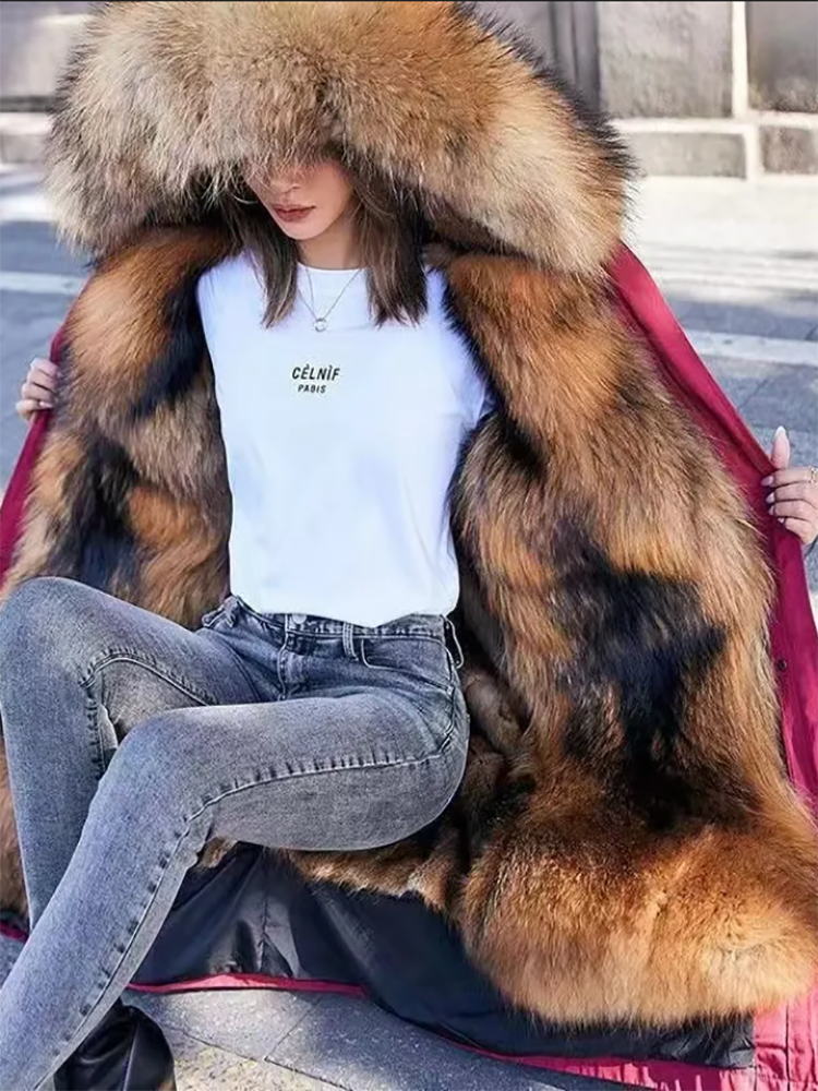 Casaco feminino acolchoado de algodão, chique Pai Overcome, mais veludo, parka grossa e quente, forro destacável de alta qualidade, sobretudo com capuz, inverno