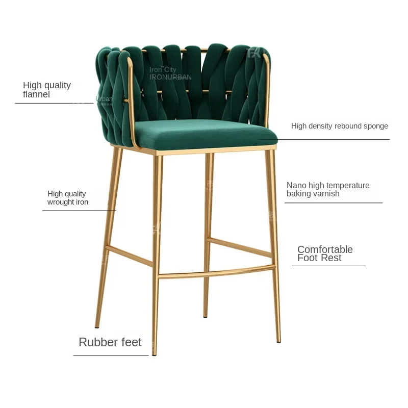 Modern Counter Bar Stools - Nordic Office Replica Designer Seating Reception High Metal Chair Minimalist Tabouret De Bar
