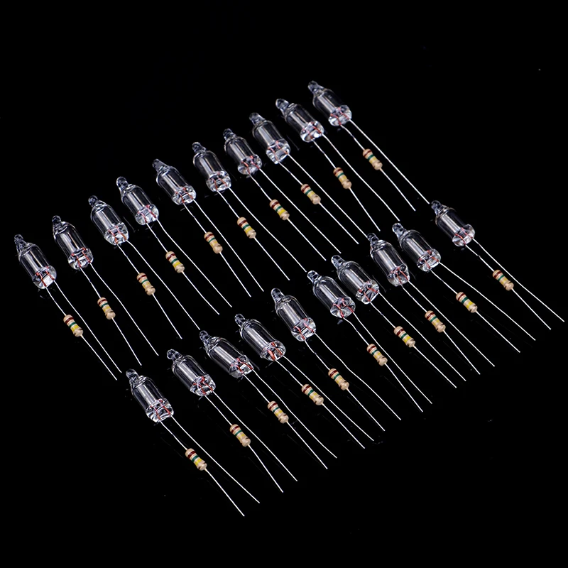 20 szt. Neonowych lampek sygnalizacyjnych z rezystancją podłączoną do 220V 6*16mm Neon świecący