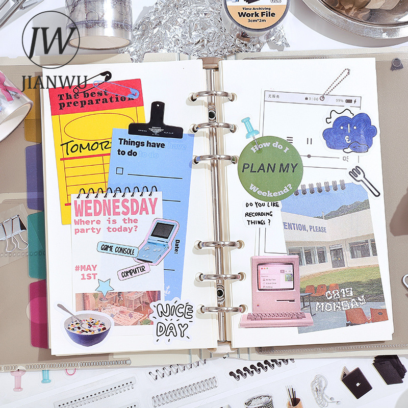 JIANWU 30 ミリメートル * 200 センチメートルタイムアーカイブシリーズヴィンテージジャーナルツール素材コラージュ PET テープクリエイティブ DIY 文具