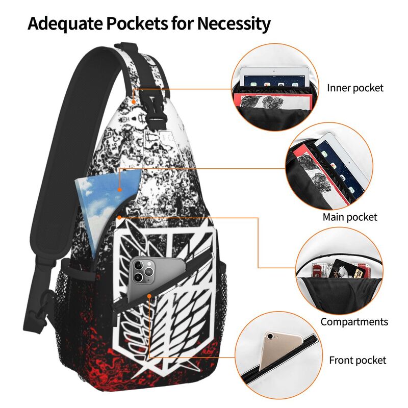 Tas Selempang Sayap Kebebasan Serangan Terhadap Titan untuk Pria Ransel Selempang Dada Bahu Shingeki No Kyojin Bepergian