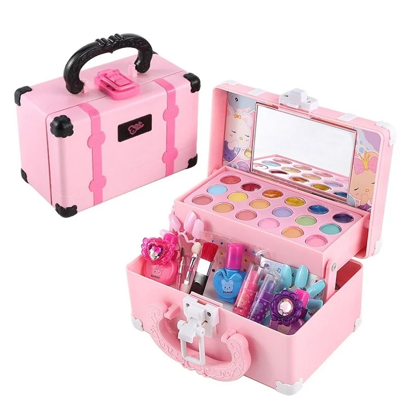 Kit de maquillaje para niños, Kit de maquillaje Real para niñas, juego de maquillaje seguro y no tóxico de princesa, juego de simulación, maquillaje, juguetes para niños, regalos