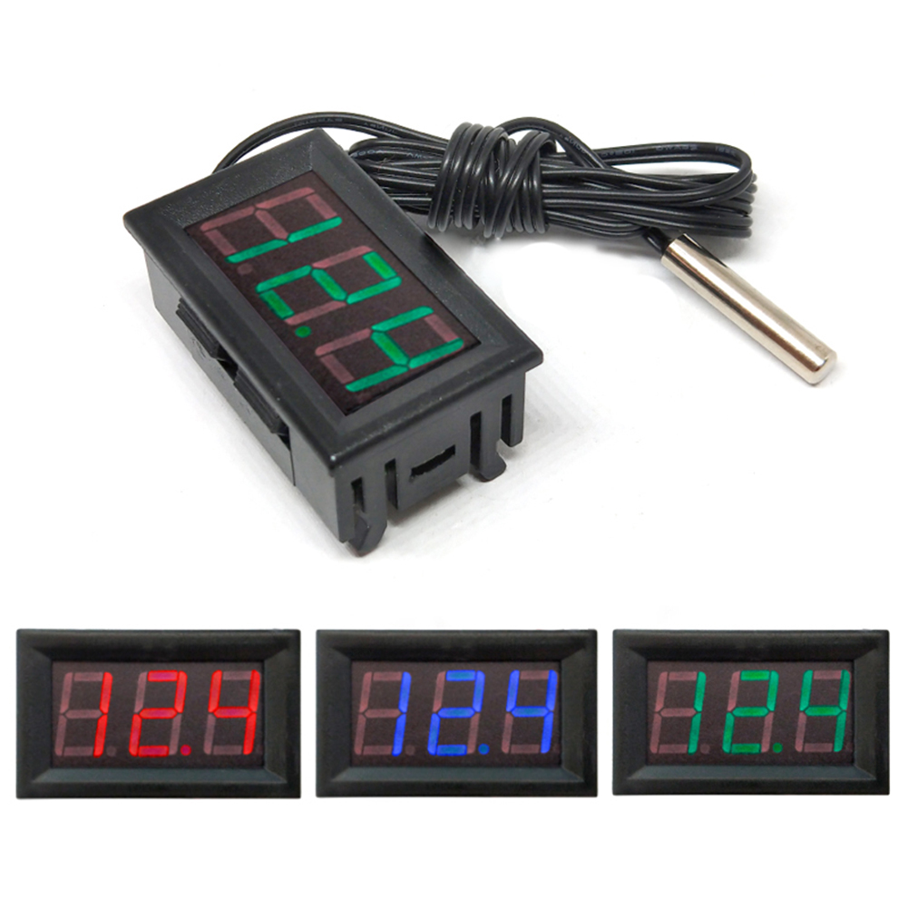 1-3PCS DC 12V Mini Digital LED Thermometer Car Temperature Monitor Panel Meter Measuring Range -50-110C with Temperature Probe
