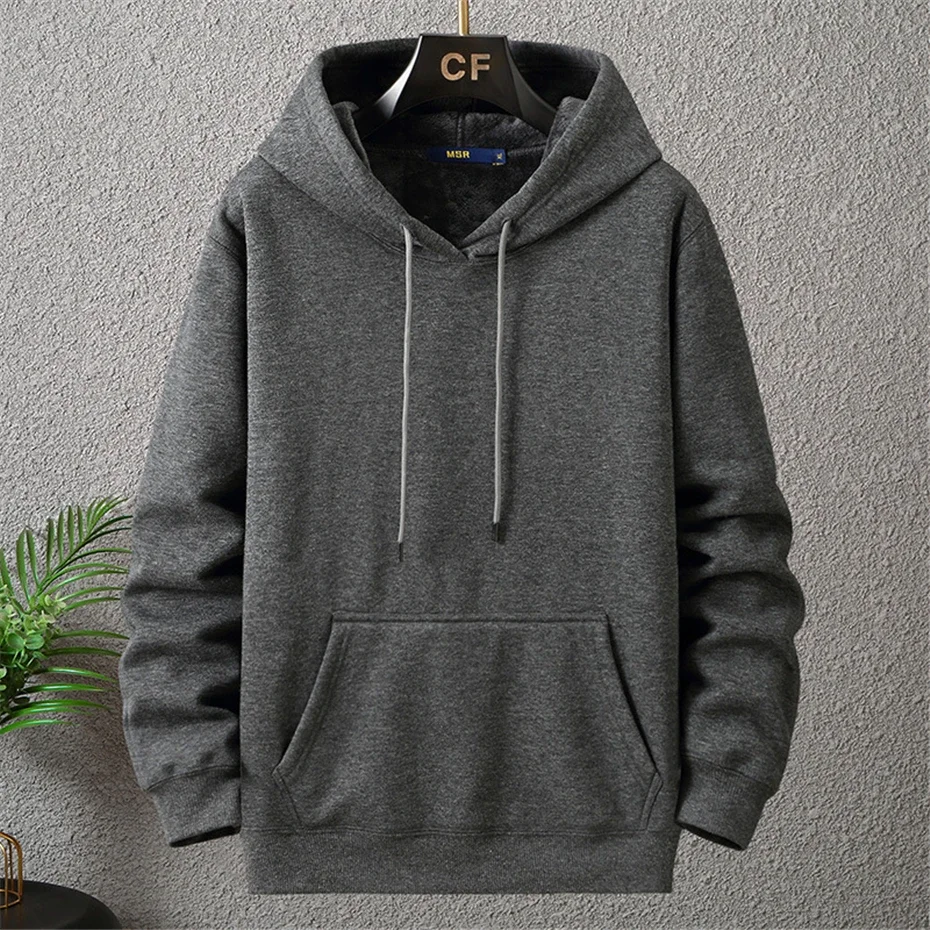 Große Größe Herren Hoodie Jacke mit Kapuze Langarm dick warm Fleece gefüttert Sweatshirt männlich lässig Winter 10XL 12XL Extra Big Plus