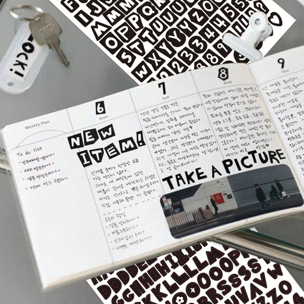 10 sztuk/zestaw kolorowe naklejki z cyframi alfabetu dla majsterkowiczów księga gości naklejka dekoracyjna do dziennika wodoodporne artykuły artystyczne prezent dla dzieci