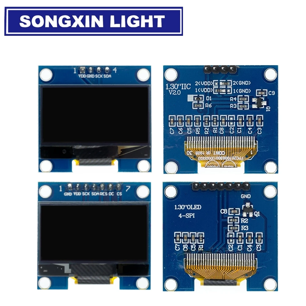 OLED LCD LED 디스플레이 모듈, 1.3 인치, 1.3 인치 디스플레이 모듈, 화이트, 블루, 128X64SPI/IIC I2C 통신 색상, 1.3 인치
