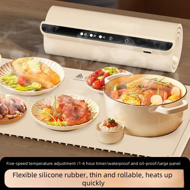 Electric Warming Tray Foldable Food Warmer Mat with 3 Tem Setting Fast Full Surface Heating Portable Electric Food Warming Tray