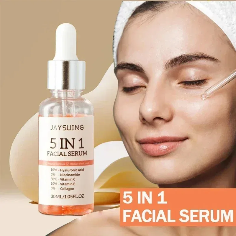 1/2/3pcs 5 In 1 เซรั่ม Fade Fine Lines กระชับผิว Shrink Pore Moisturizing Brightning Hyaluronic Acid Retinol Face Serum