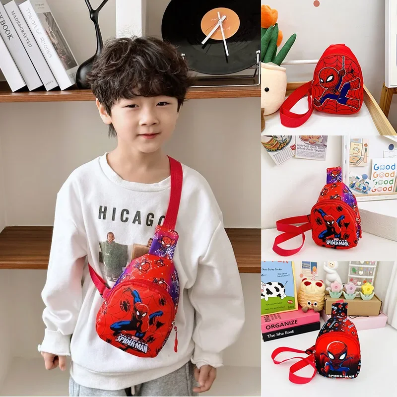 Disney homem aranha crossbody saco para meninos das crianças marvel pacote de peito anime sacos ombro saco do mensageiro crianças presentes